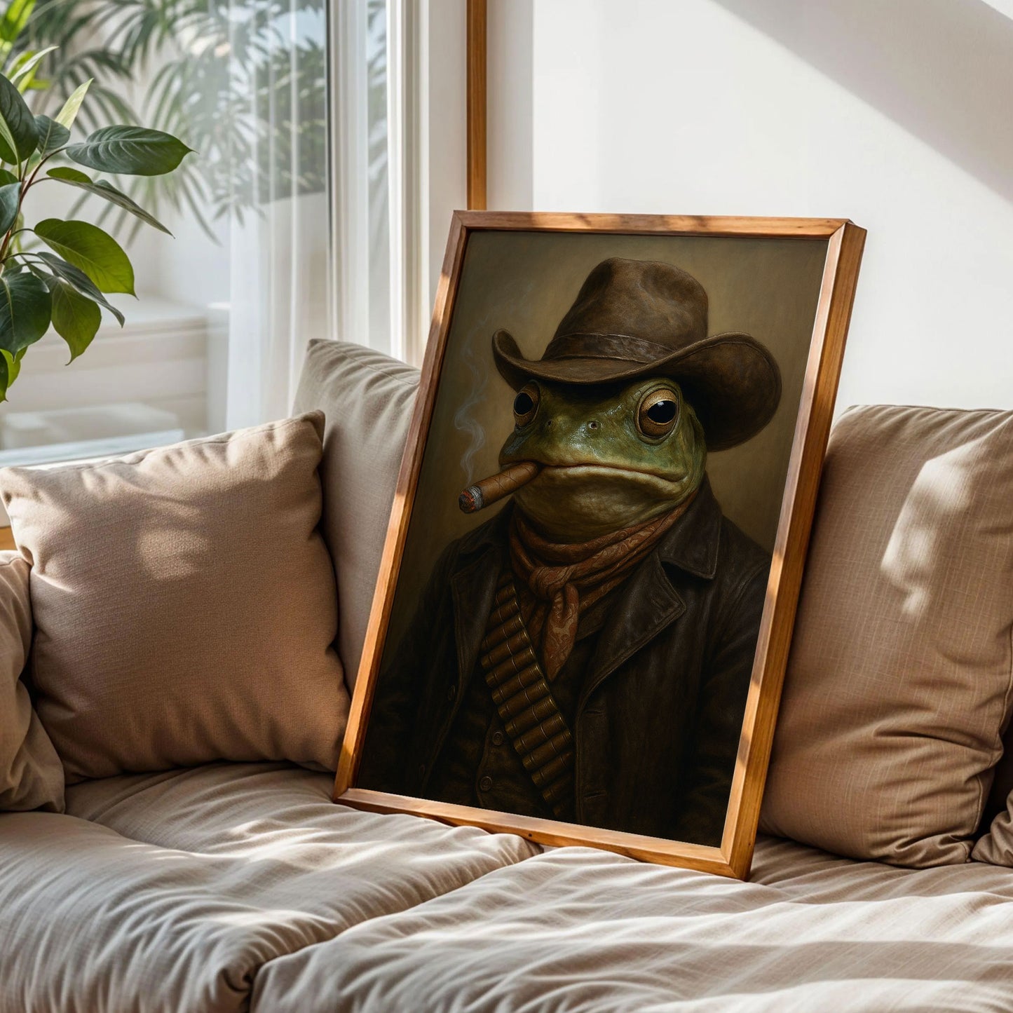 Smoking Cowboy Frog Wall Art