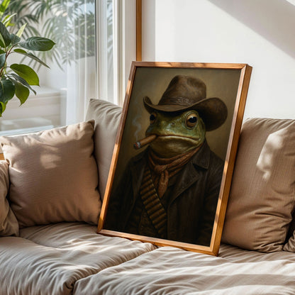 Smoking Cowboy Frog Wall Art