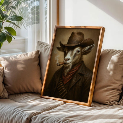 Goat Cowboy Hat Art