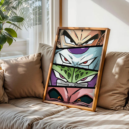 Dragon Ball Z Vegeta, Frieza, Cell, and Majin Buu Poster