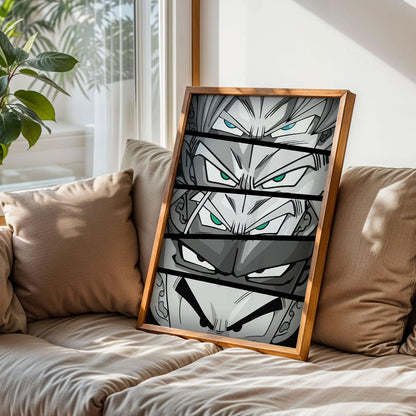 Dragon Ball Z Eyes Heroes BW Poster