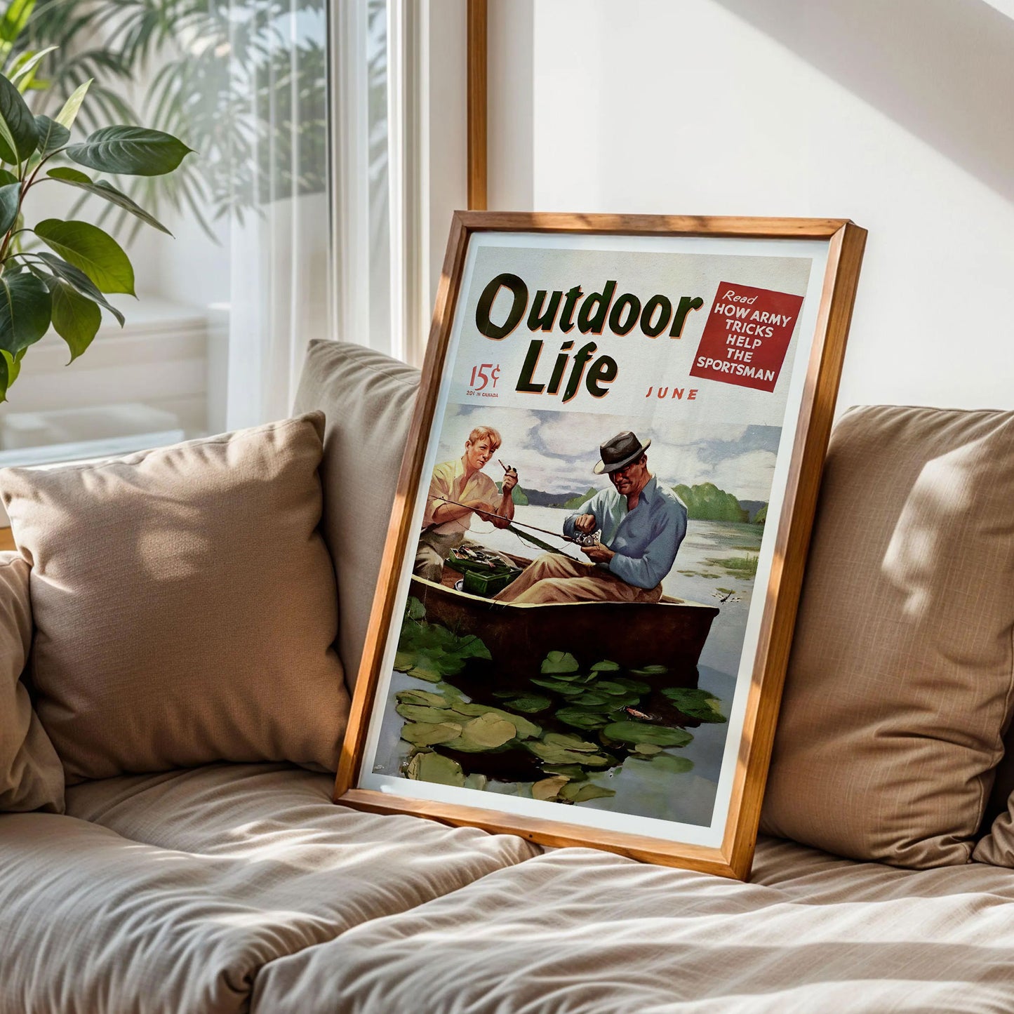 Vintage Fishing Poster Angler in Boat