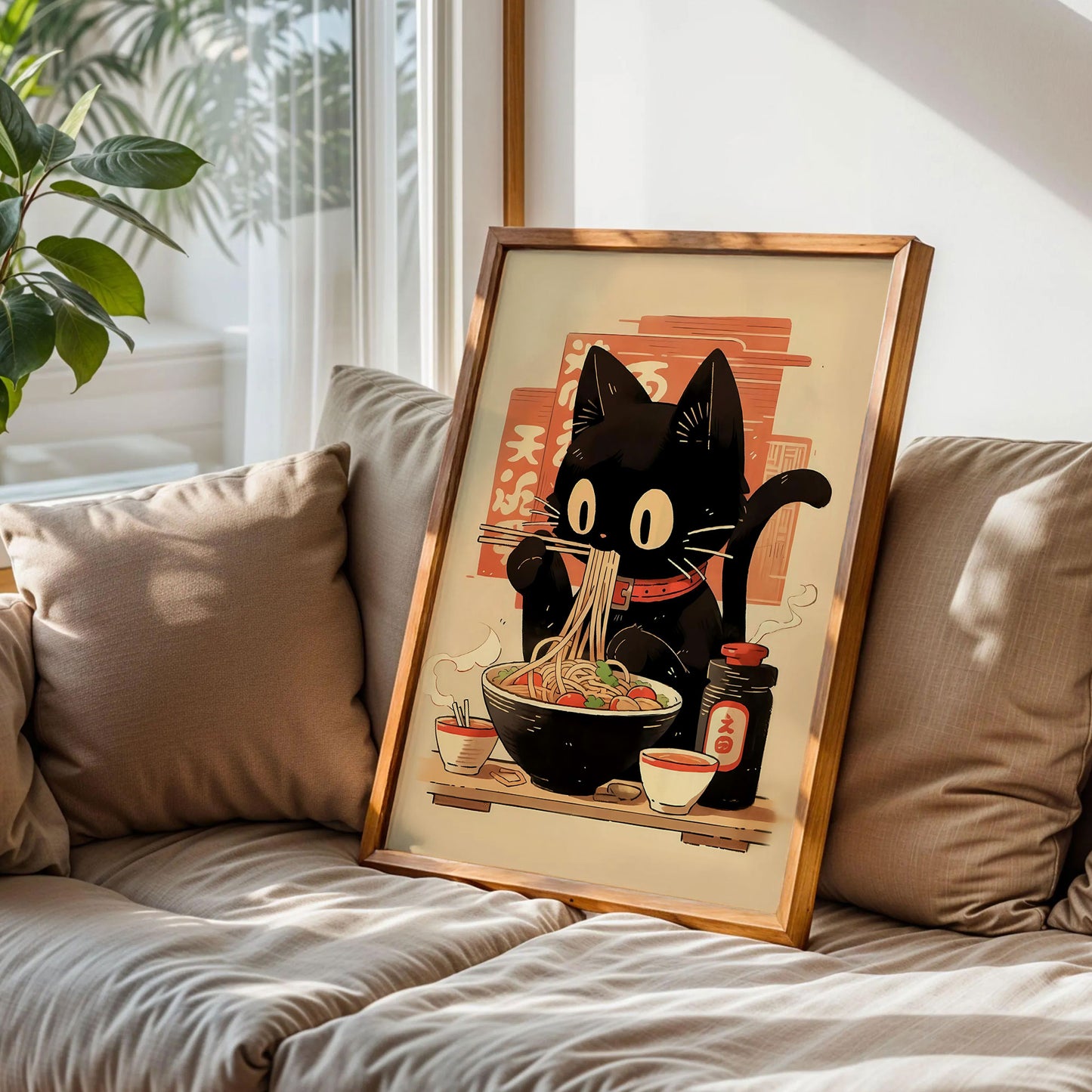 Hungry Black Cat Ramen Poster