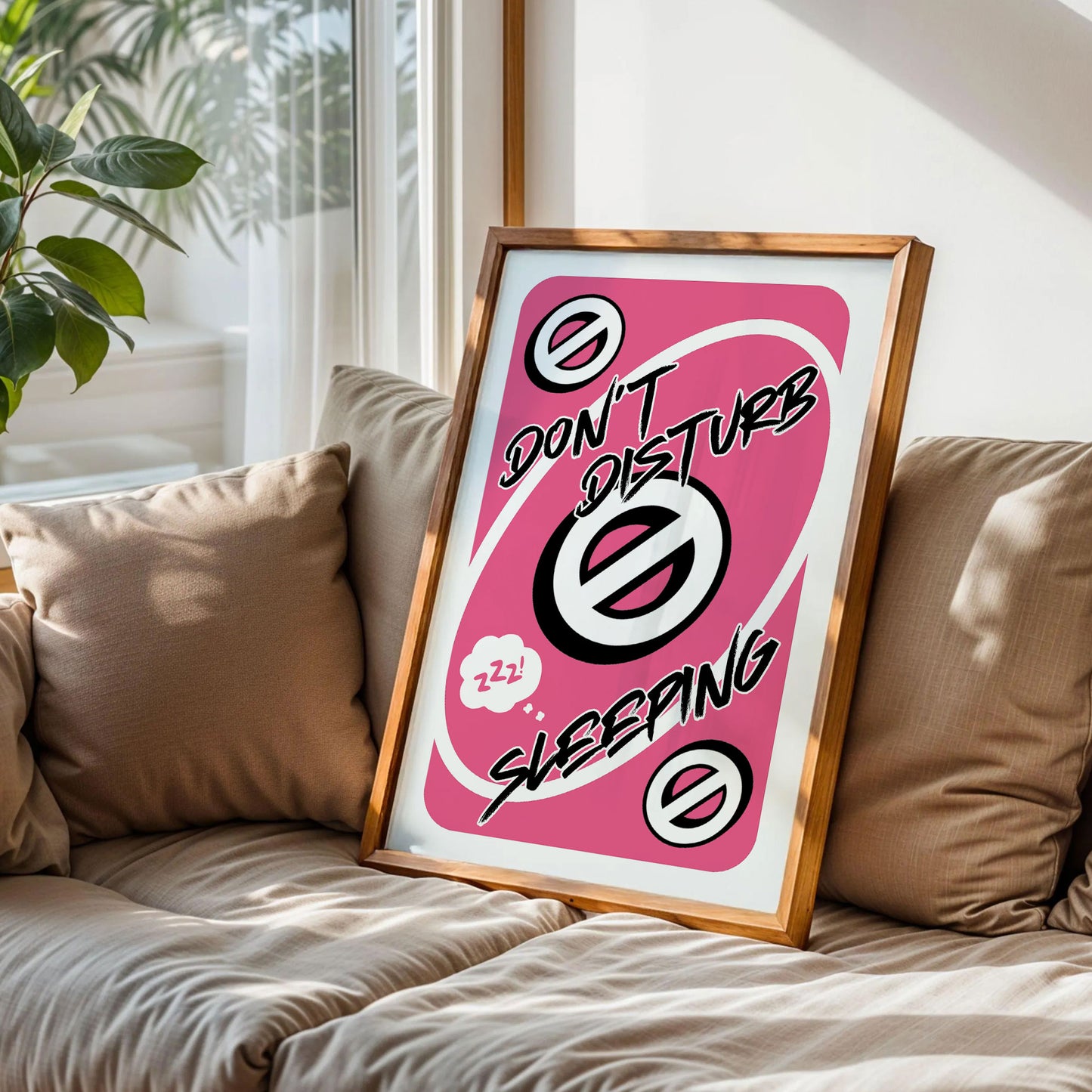 Don't Disturb Sleeping Pink Uno Reverse Card Poster