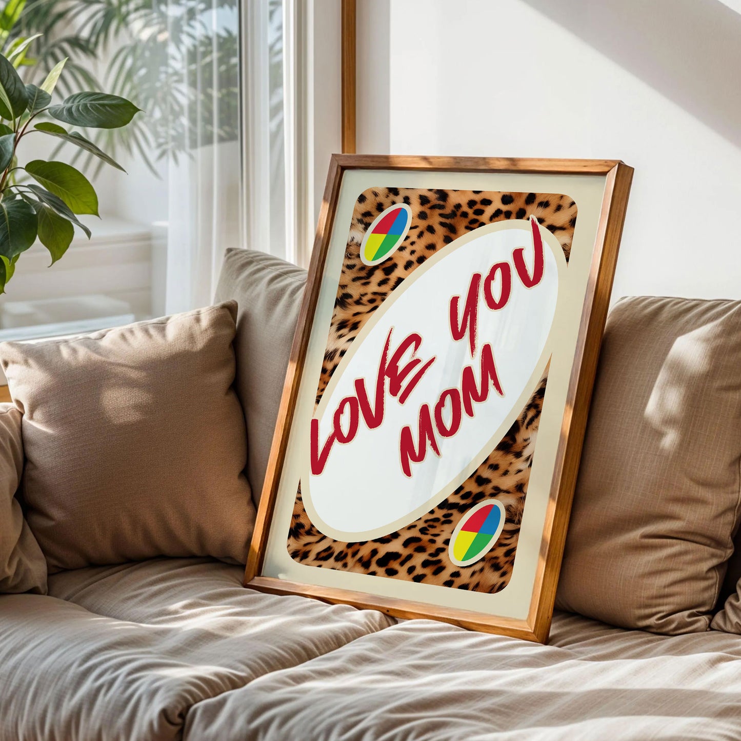 Love You Mom UNO Card Leopard Poster