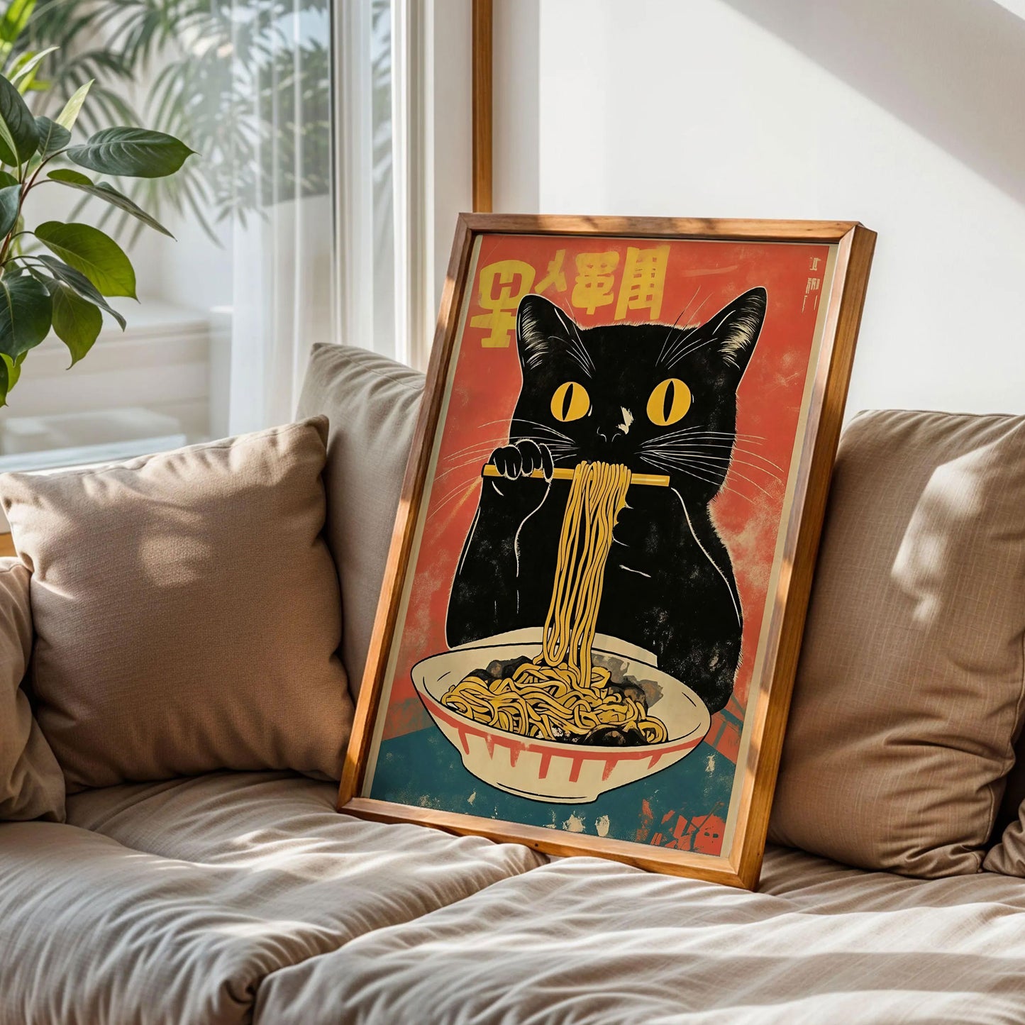Black Cat Japanese Food Wall Art