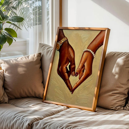 Black Couple Holding Hands Poster