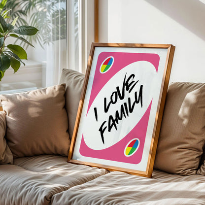 I Love Family UNO Card Print
