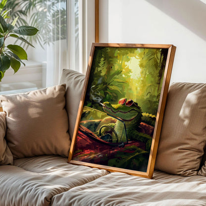 A Crocodile Swerving In The Swamp Poster