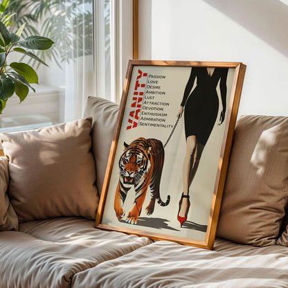 Vintage Woman Walking a Tiger Poster