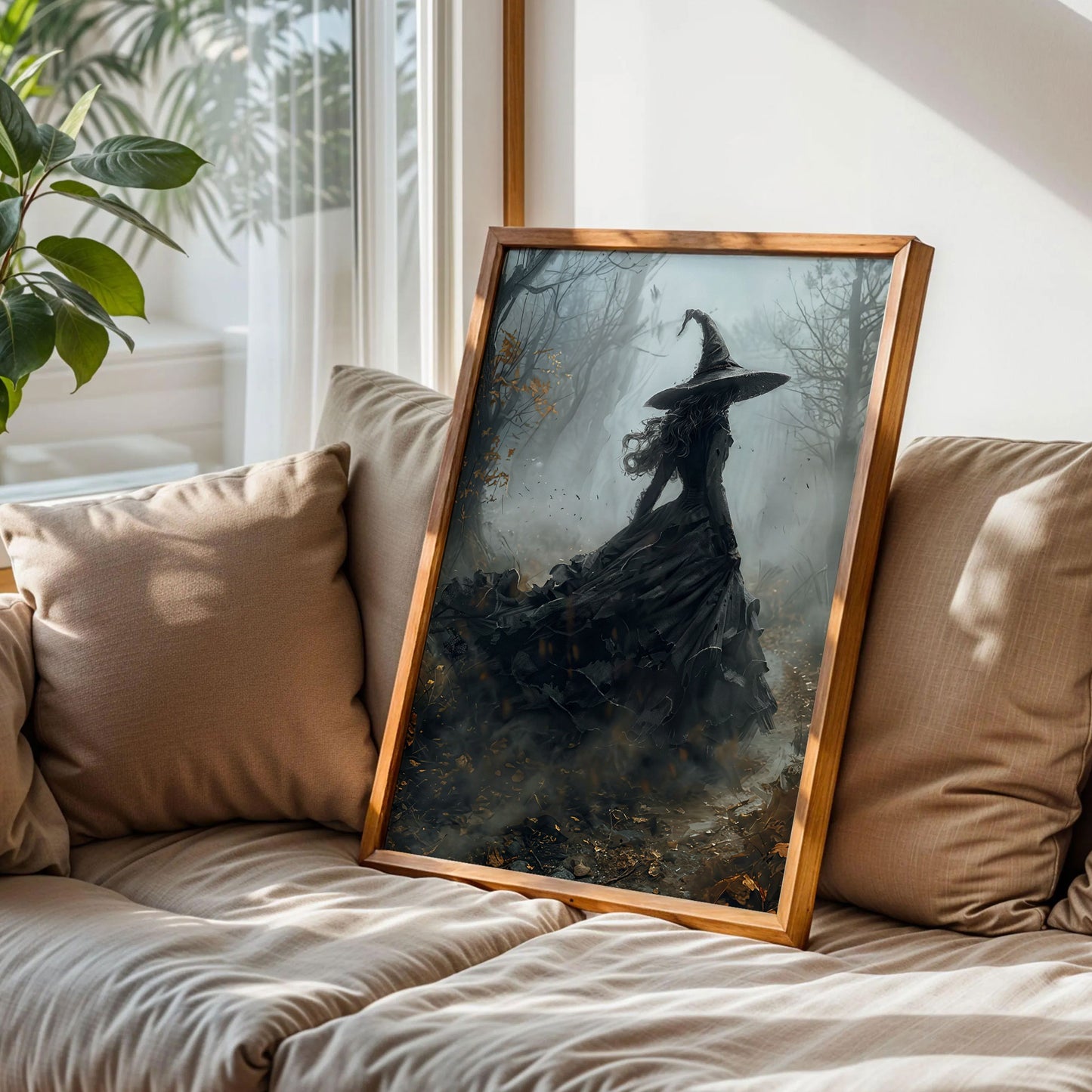 Foggy Halloween Witch Autumn Woodland Art