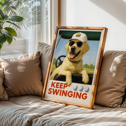 Golden Retriever Golf Art Print