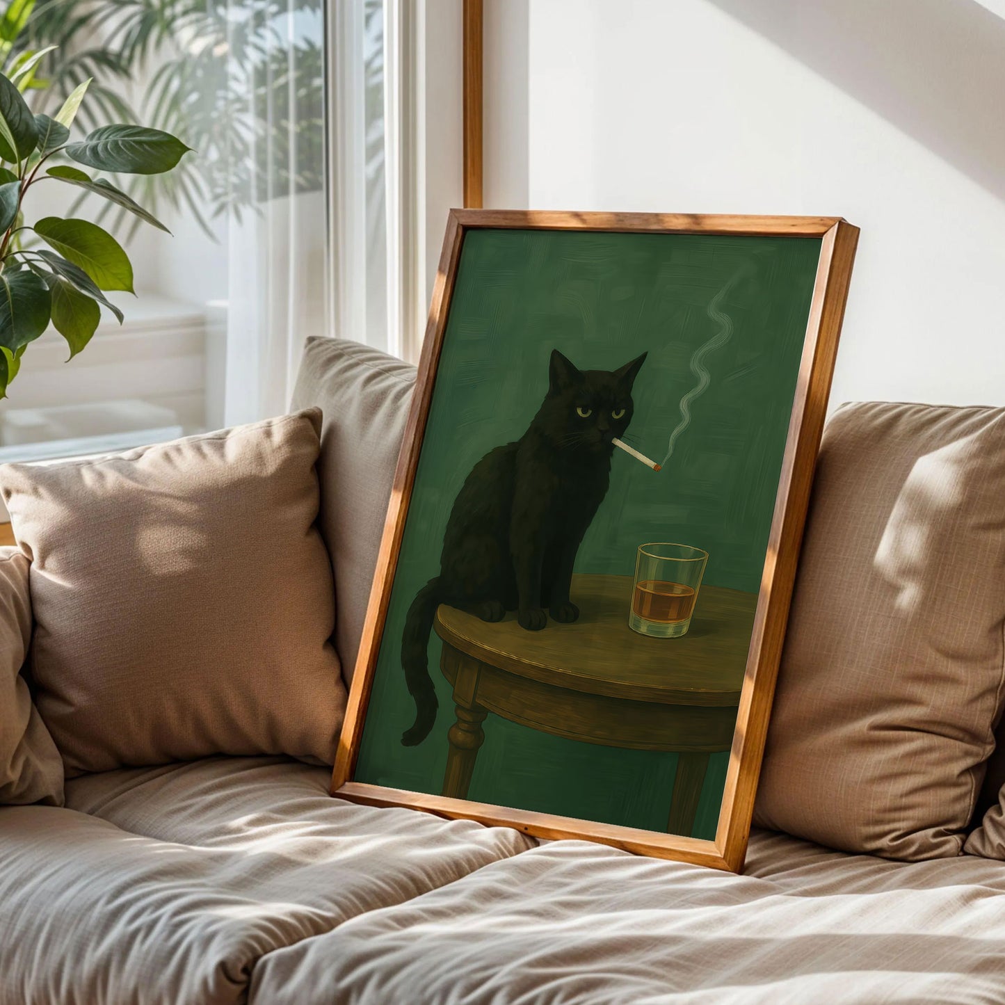 Smoking Black Cat Poster
