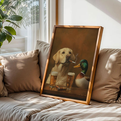 A Labrador Retriever and a Mallard Duck Cabin Wall Decor