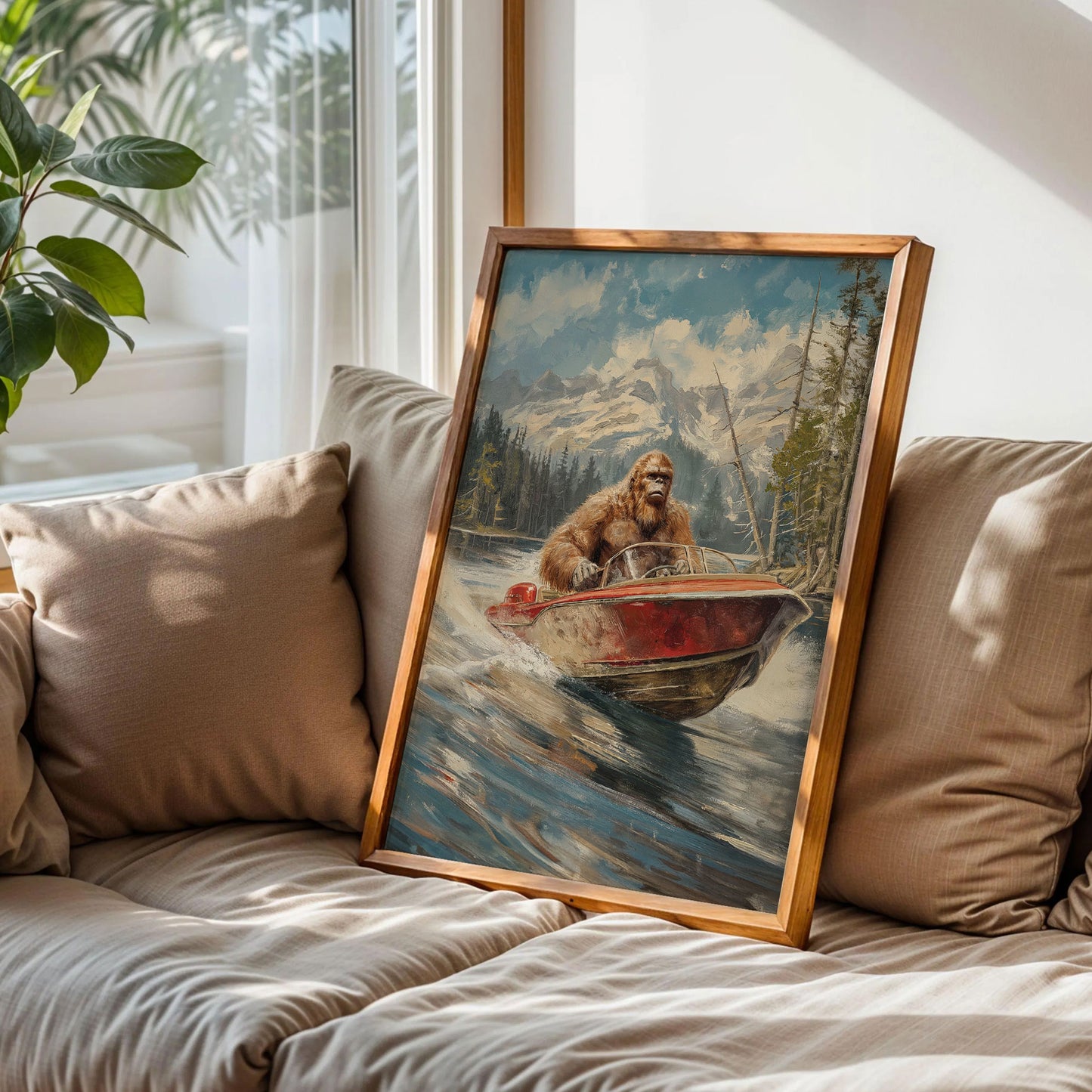 Sasquatch Motorboat Art Print