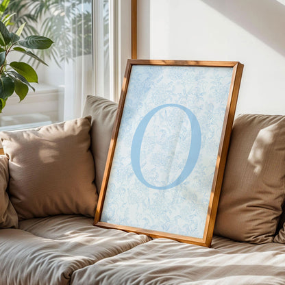Blue Floral Initial Letter O Poster
