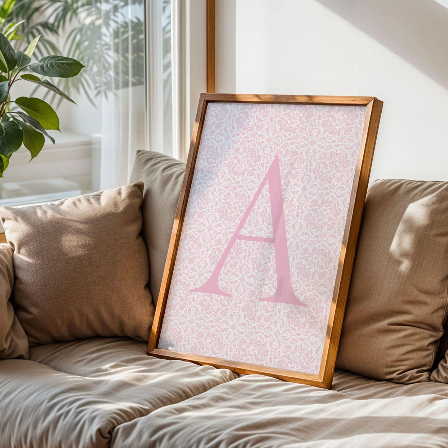 Pink Floral Initial Letter A Art