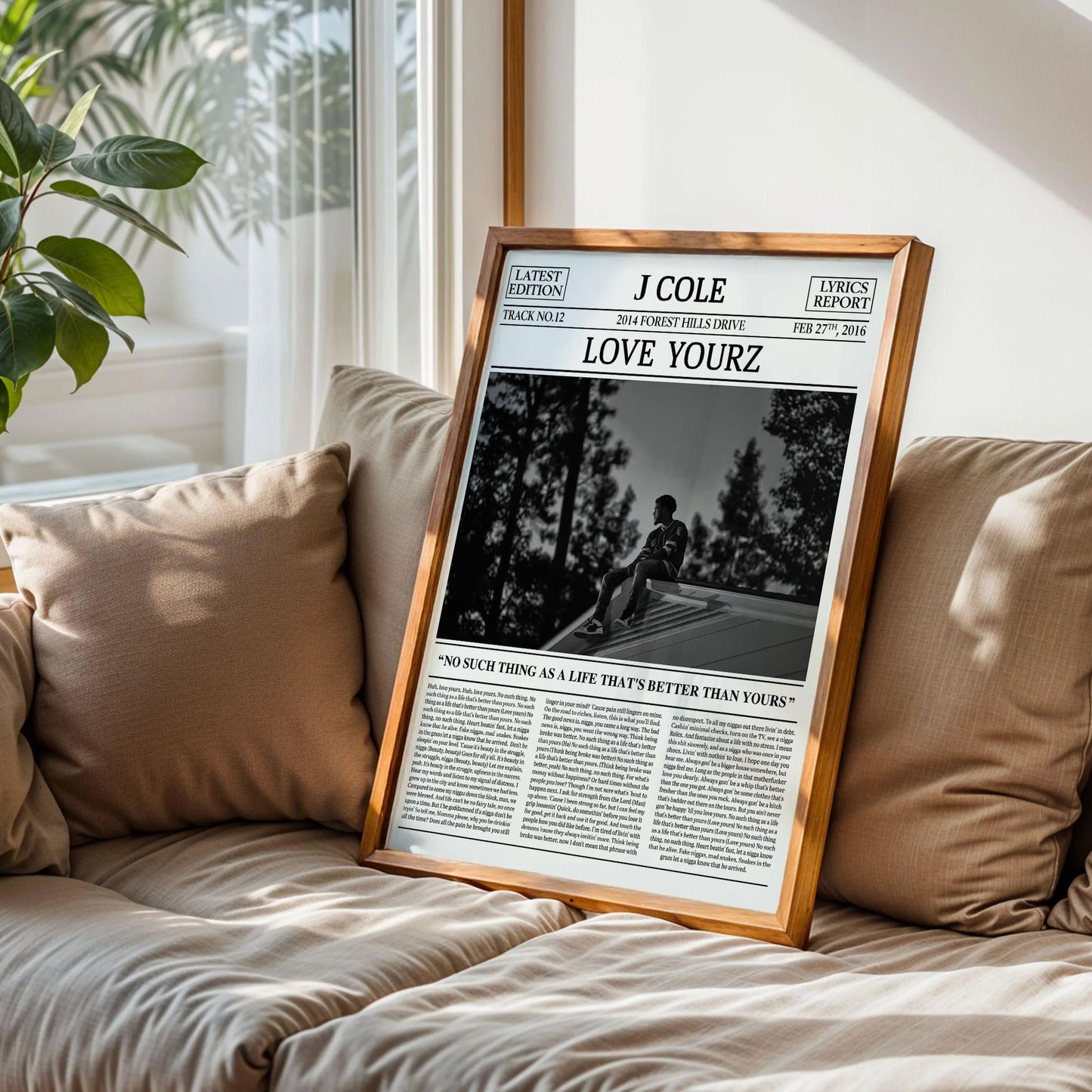 J. Cole Retro Newspaper Print