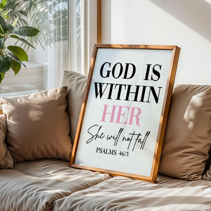 God Is Within Her Quote Poster