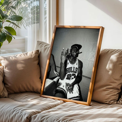 Michael Jordan Finger And Cigare Poster