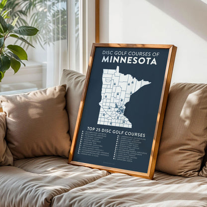 Minnesota Disc Golf Checklist Map Poster