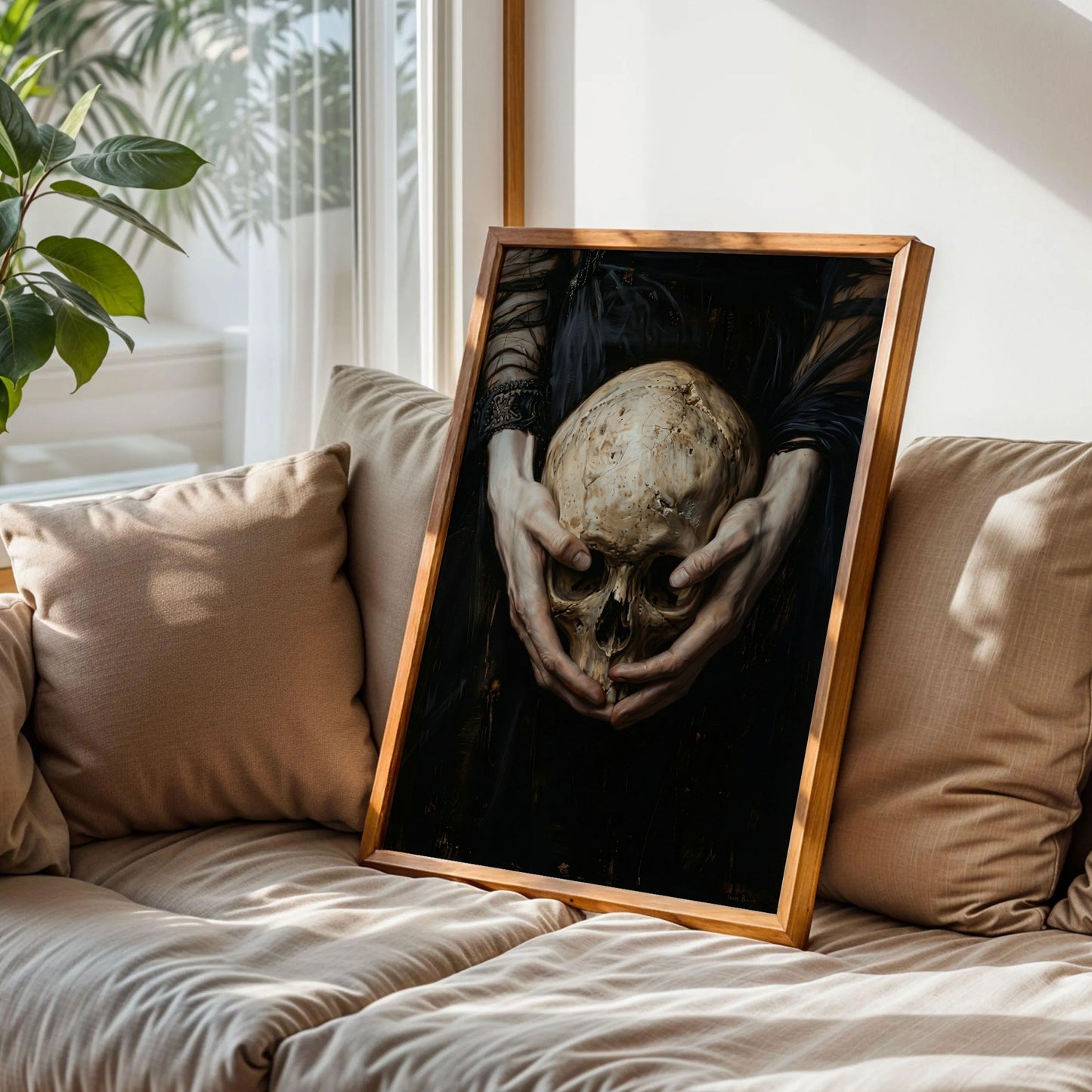 Victorian Hands Holding Skull Poster