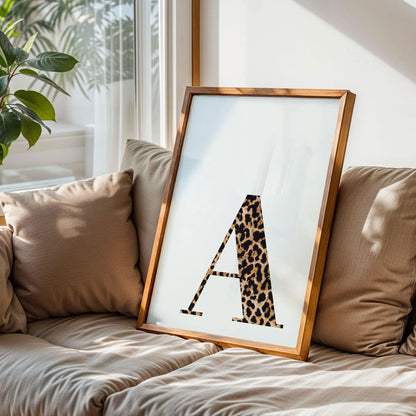 Letter A Leopard Initial Print