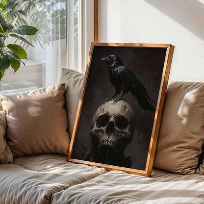 Vintage Raven Skull Art Print
