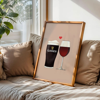 Funny Guinness Rose Wine Print