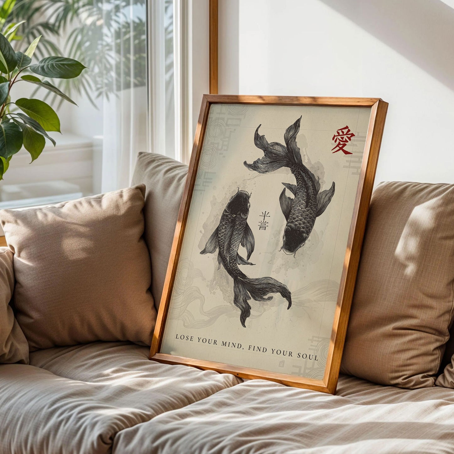 Black Koi Fish Japanese Poster