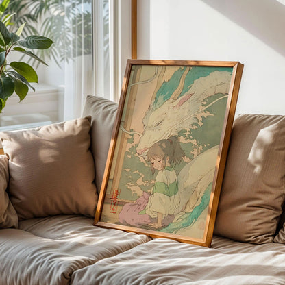 Chihiro Ogino and Haku from Spirited Away Poster
