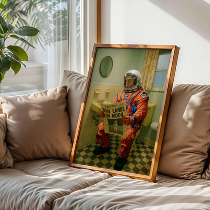 Retro Astronaut Bathroom Poster