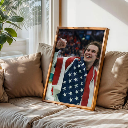 Jack Hughes Gold Medal OT Winner Poster