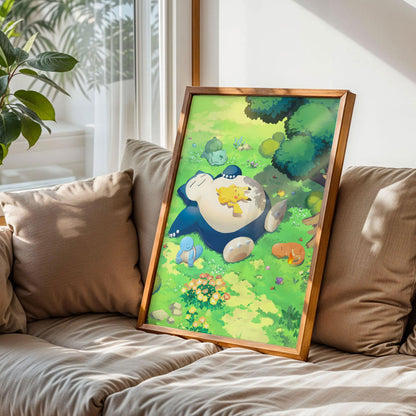 Snorlax, Pikachu Sleep Wall Art