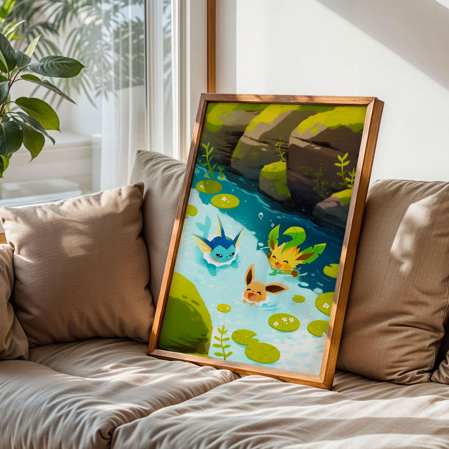Eevee, Vaporeon, and Leafeon Poster