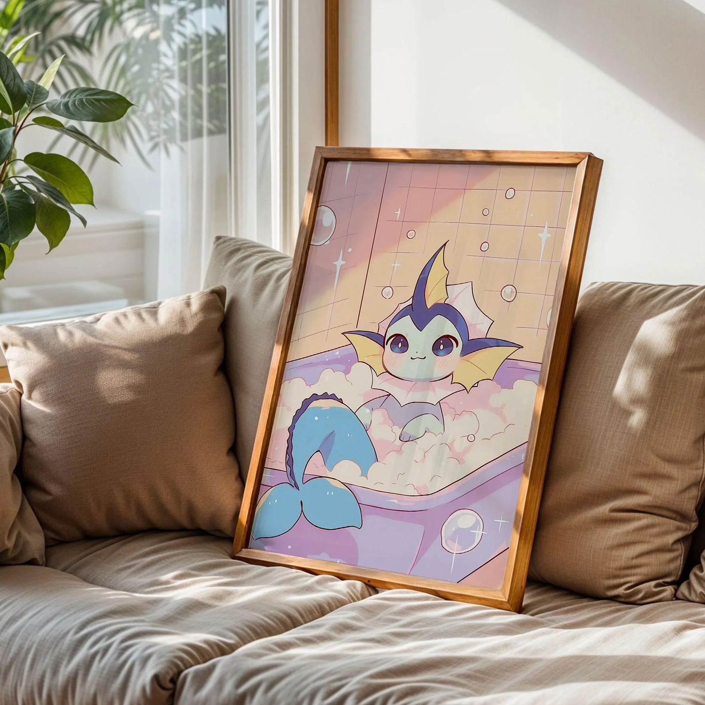 Vaporeon Bubble Bath Art Print