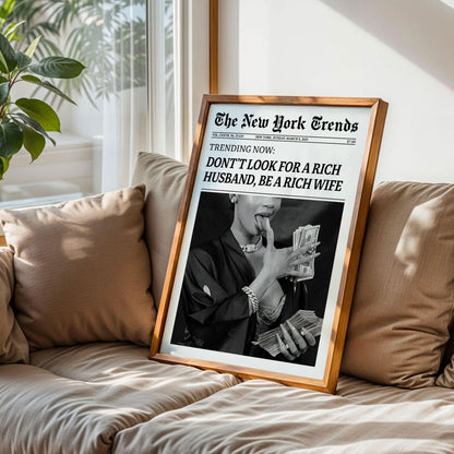 Don't Look For A Rich Husband Era Newspaper Poster