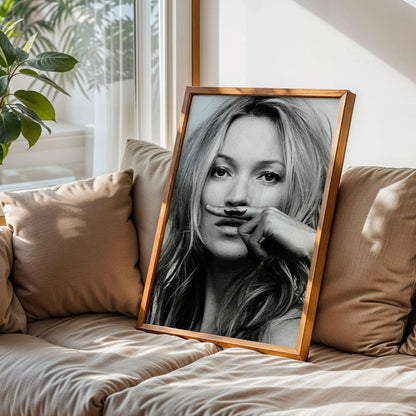 Kate Moss Moustache Art Print