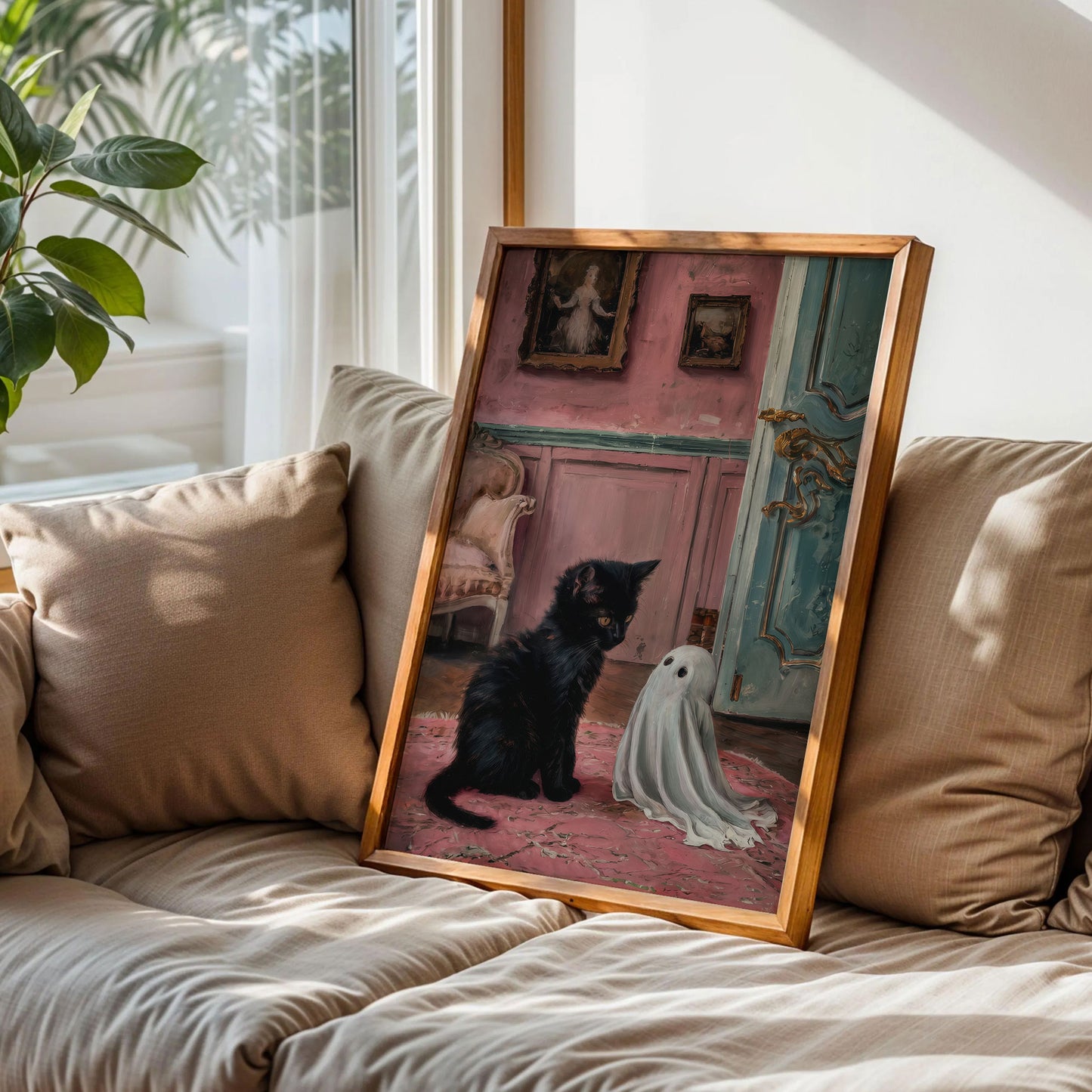 Cute Ghost and Kitten Poster