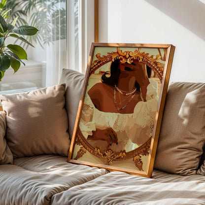 Black Woman Gold Jewelry Art