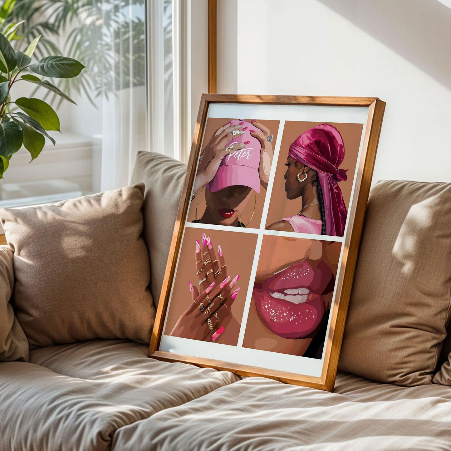 Black Girl Pink Bedroom Art Posters