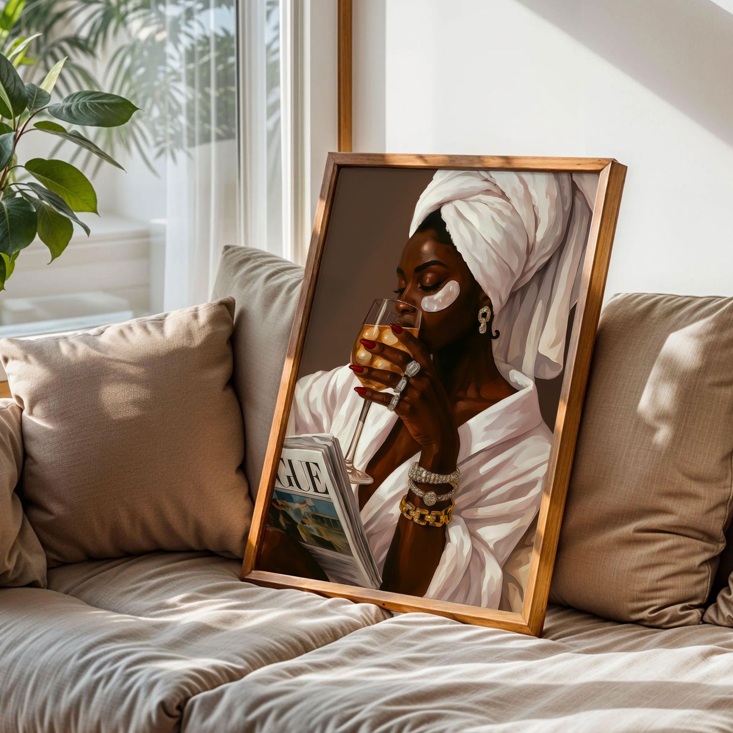 Stylish Black Woman Bathroom Wall Art