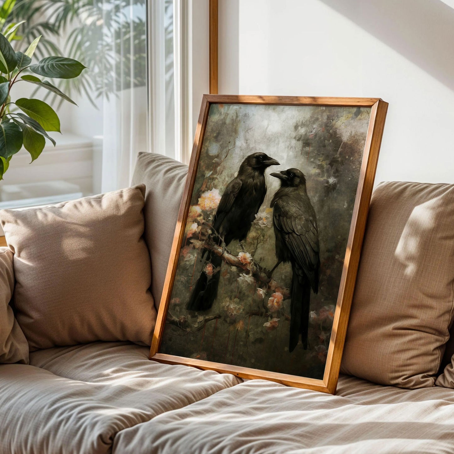 Raven Couple in Dark Forest Wall Art Print