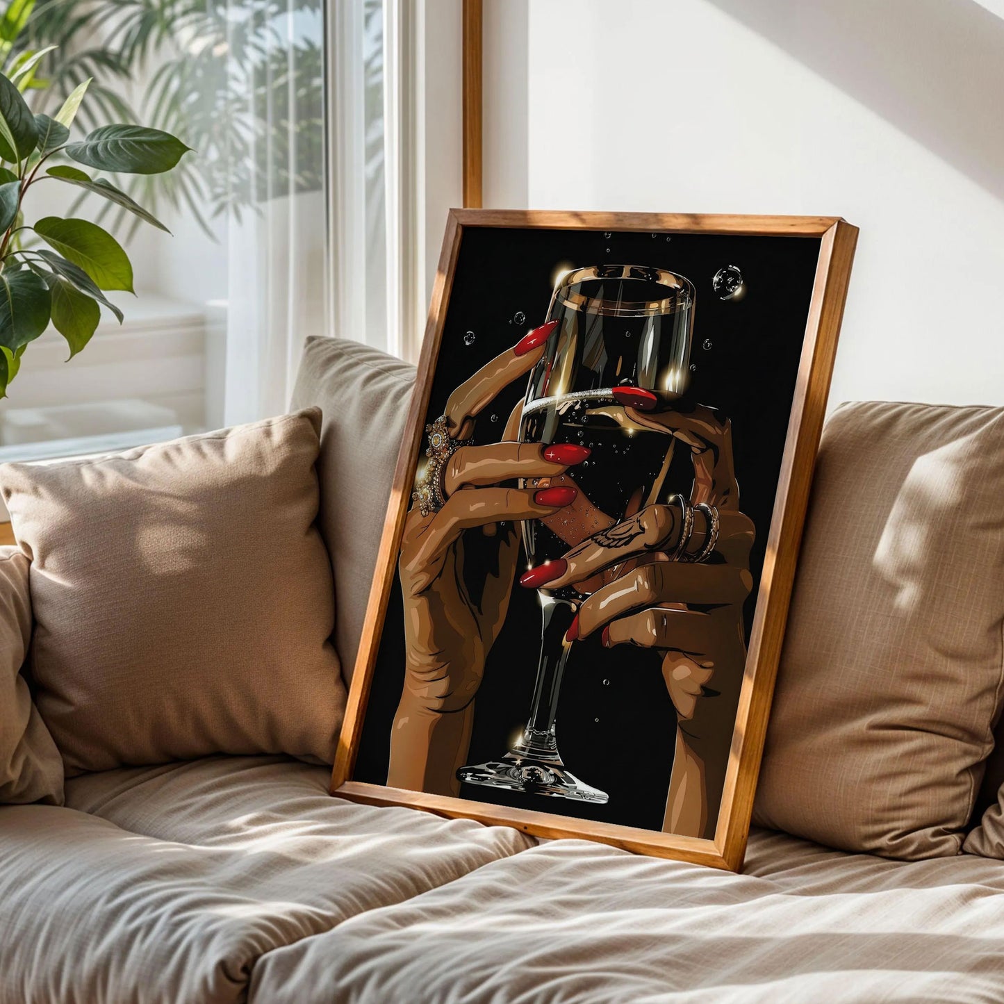Black Woman Champagne Art Print