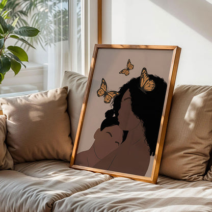 Black Mother and Daughter Wall Art