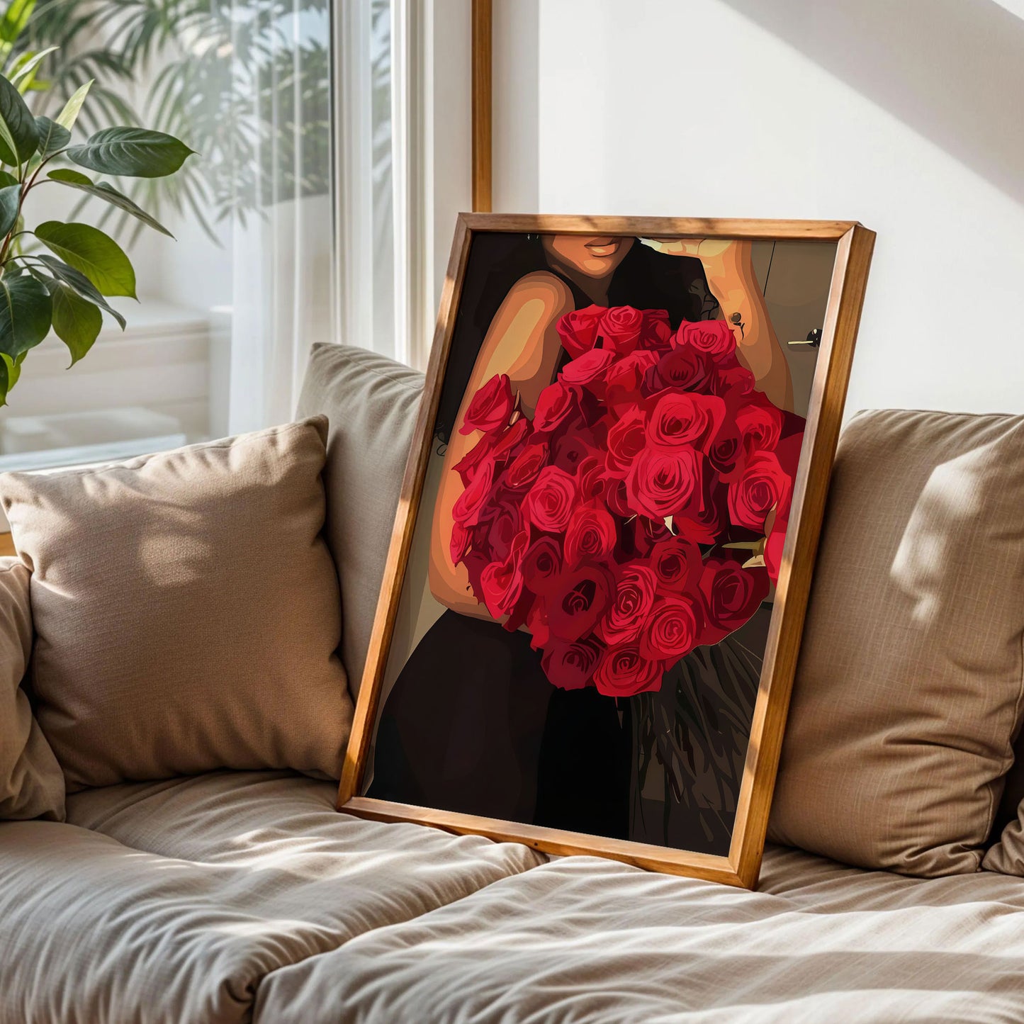 Black Woman Red Rose Art Print