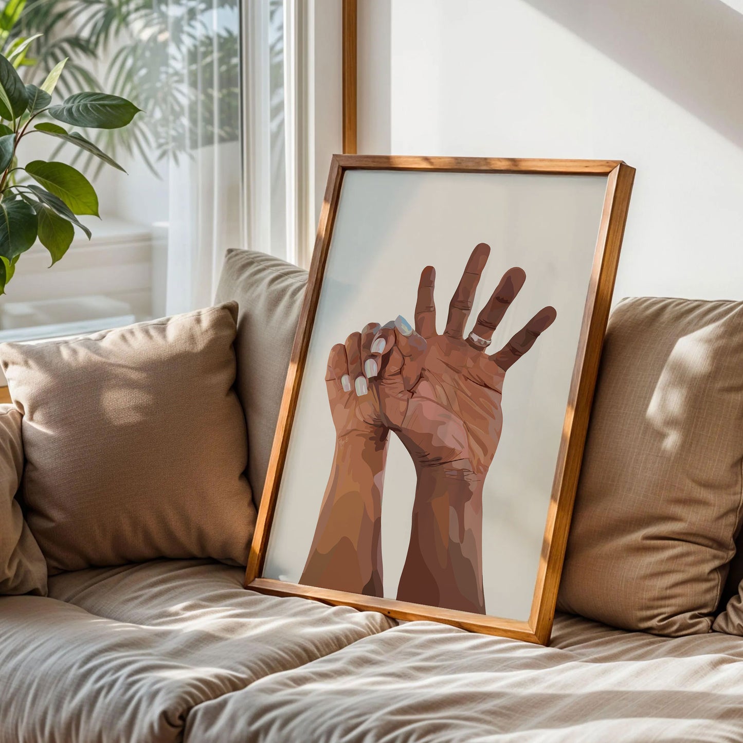 Black Couple Holding Hands Wall Art