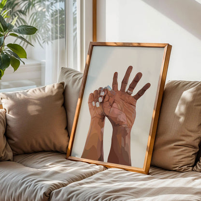 Black Couple Holding Hands Wall Art