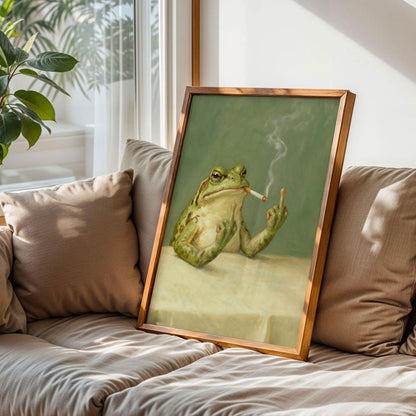 Frog Smoking a Cigarette Vintage Poster