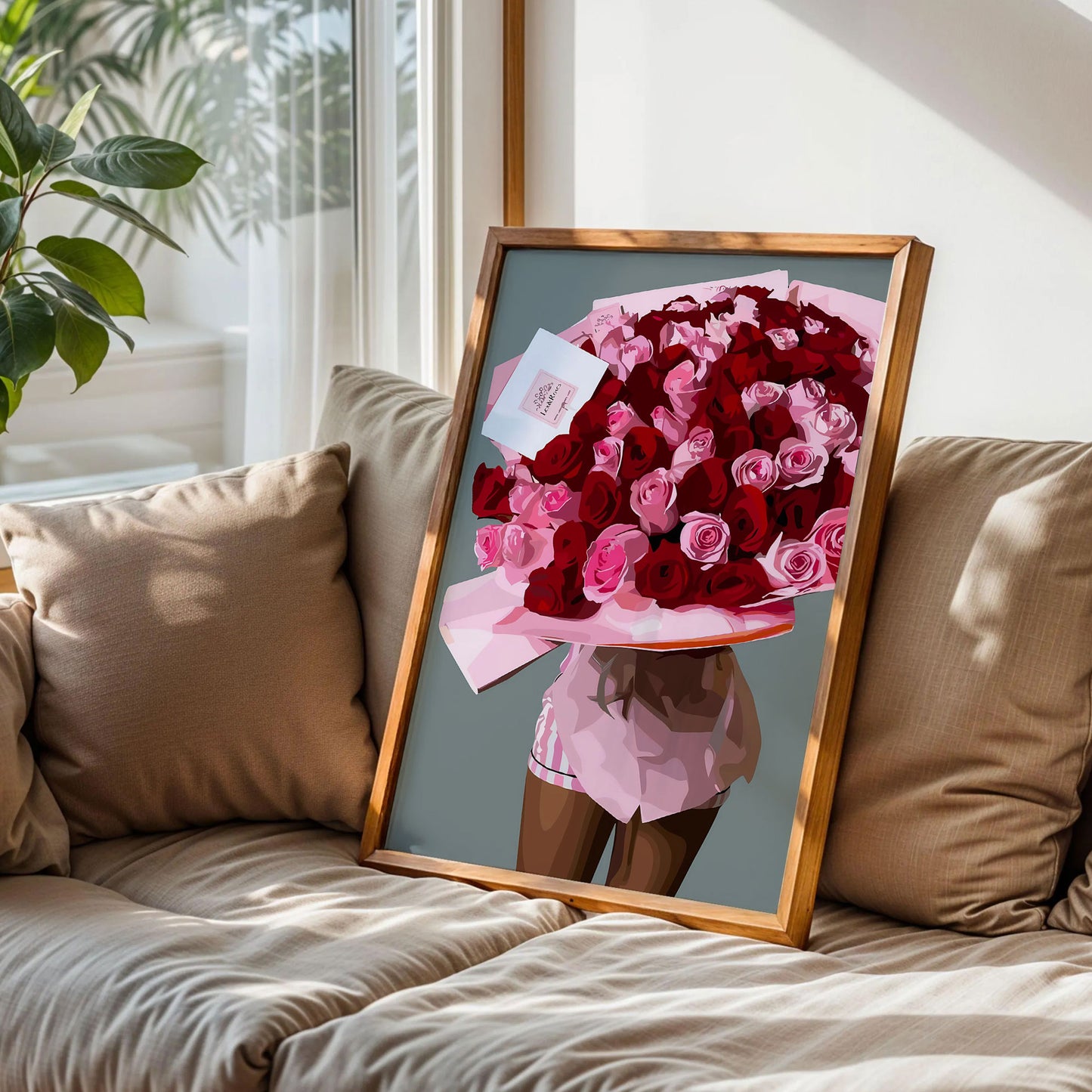 Black Woman Roses Bouquet Art Print